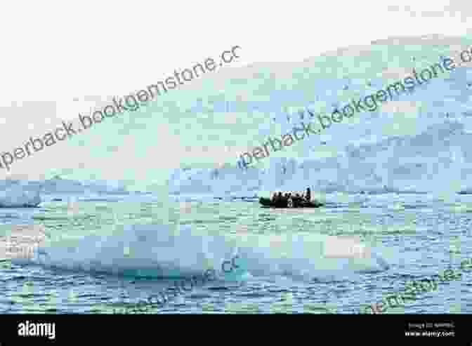 A Group Of Tourists On A Boat, Surrounded By Icebergs And Penguins Turn Left After South America: Antarctica